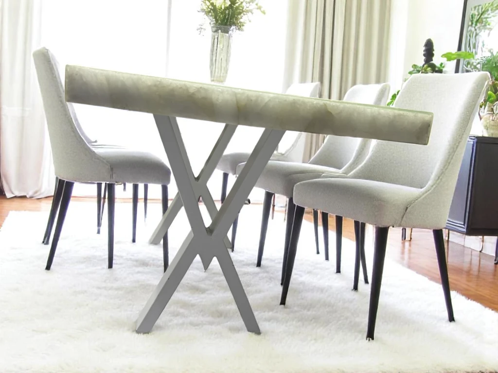 Luxurious White Quartz Living Room Dining Table 